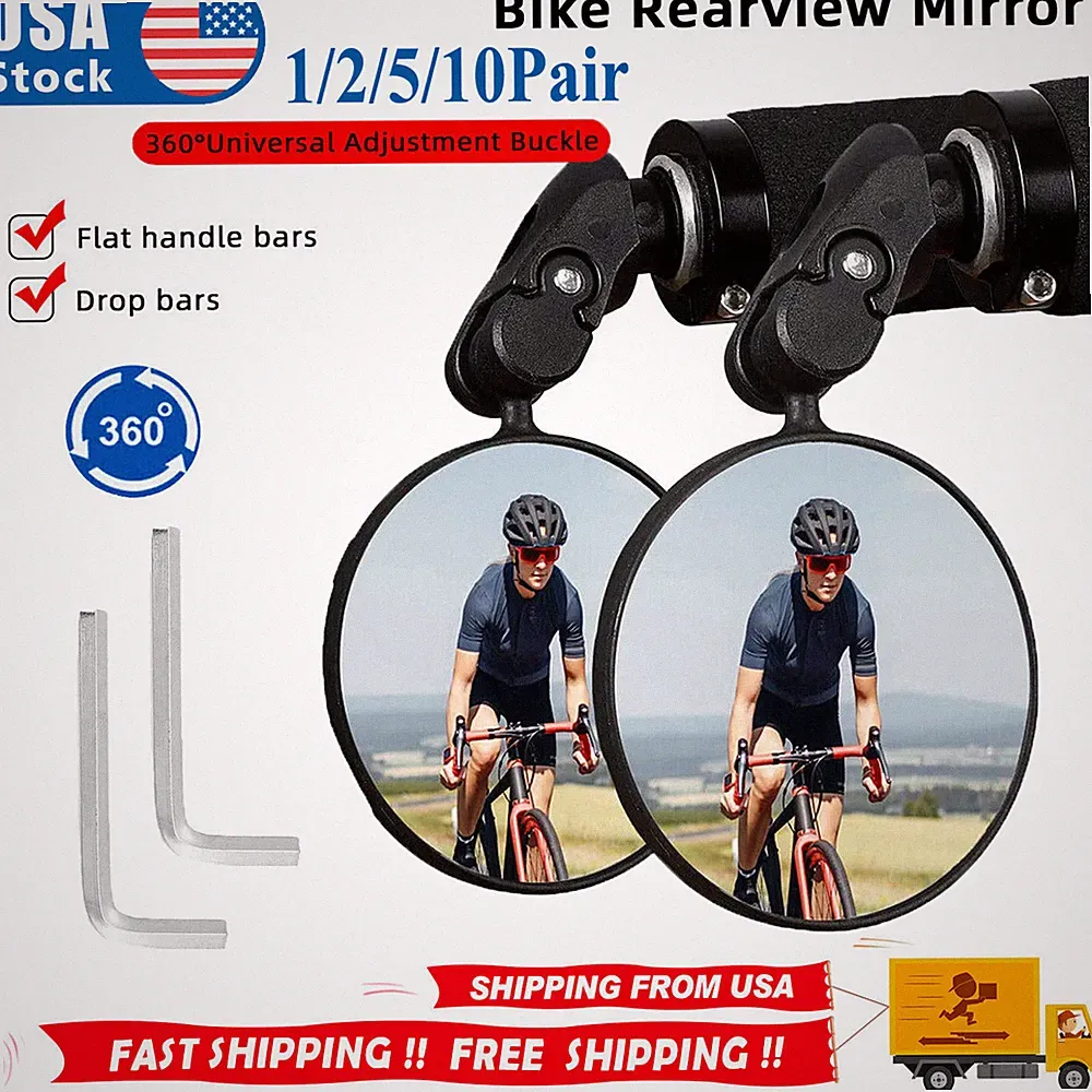 1/2/5/10pair Bike Rearview Mirror MTB Handlebar Convex Rear View Mirror Bar End