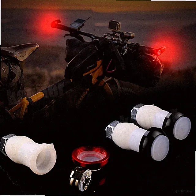 1Pair Safety Cycling Bike Turn Signal Handle Bar End Plug LED Red Light Plug