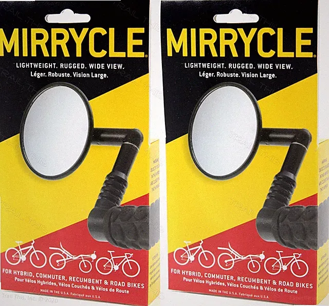 2 Pack Mirrycle Mountain Bike Mirrors Bar End fits Hybrid Commuter MTB (1-Pair)