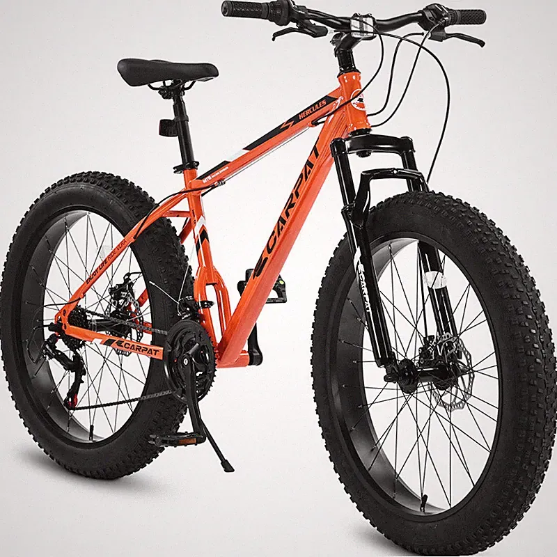 26 Inch Fat Tire Bike, Full Shimano 21 Speeds Mountain Bicycle, Dual Disc Brakes
