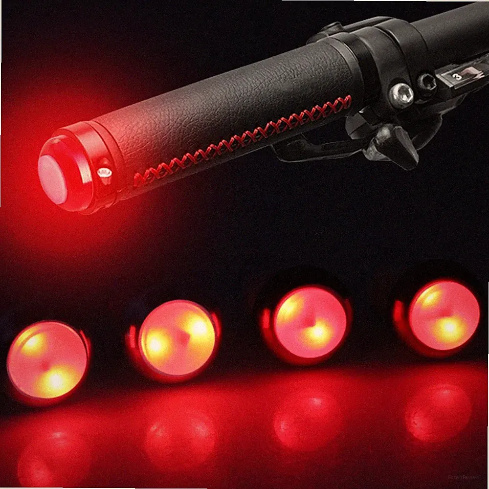 2PCS Bicycle Handle Bar End Plug LED Light Safety Bike Handle Turn Signal Lights