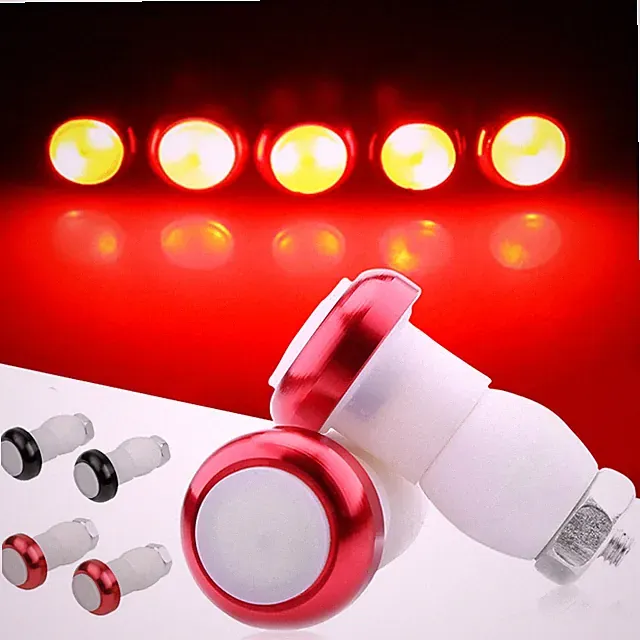 2PCS Bicycle Handle Bar End Plug LED Lights Safety Bike Handle Turn Signal Lamps