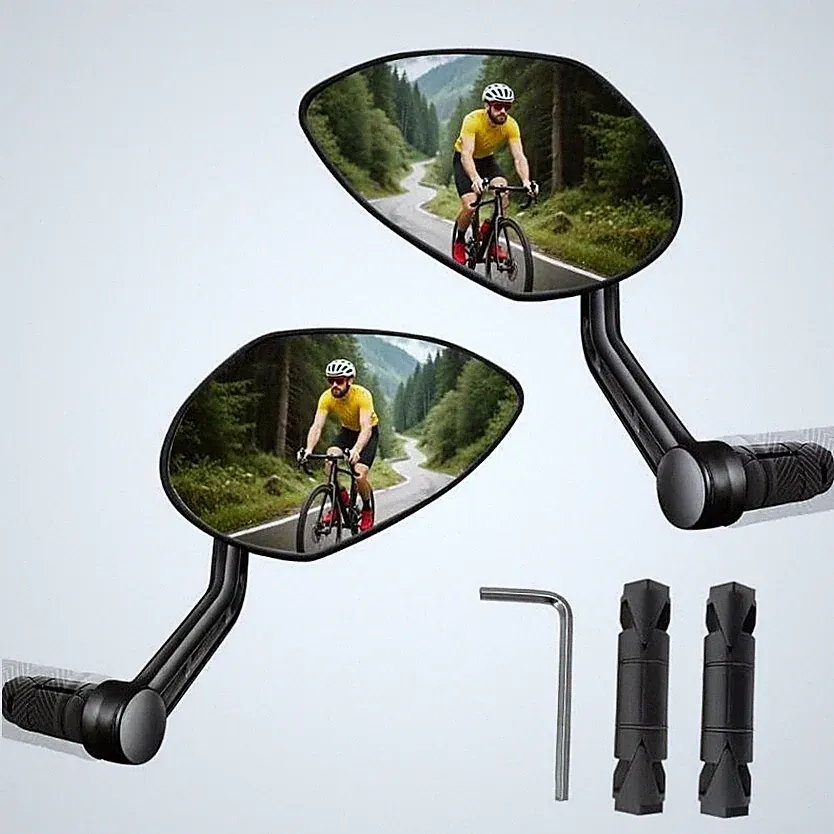 2PCS Bike Mirror for Handlebar Mount, Bar End Bicycle Mirror, Anti-glare Pair
