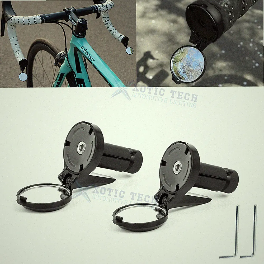 2PCS Black Road Bike Handlebar Adjustable Bicycle Bar End Rearview Mirror kit