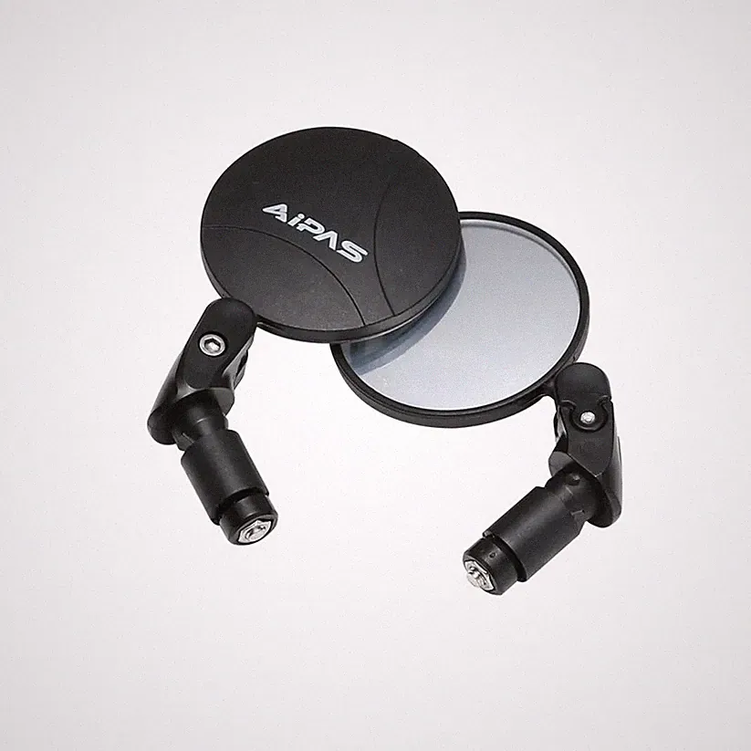Aipas 5“ x 2.7'' Bicycle Bike Bar End Mountain Mirror - Black