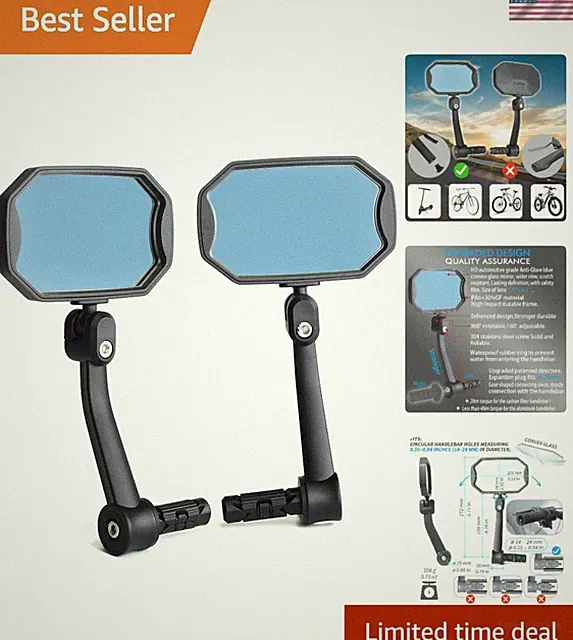 Bar End Bike Mirrors, High–Definition Convex Glass Lens for E-Bike Handlebars...
