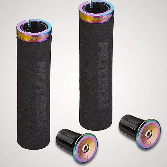 Bike Grips Single Aluminum Alloy Lock on + Aluminum Bar End Plugs,Bicycle Han...