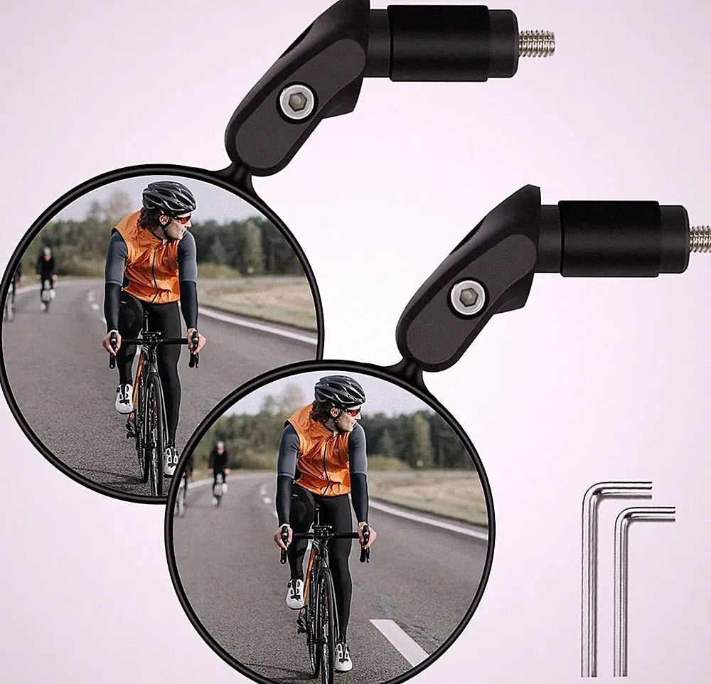 Bike Mirror, 2 Pcs 360˚ Rotatable Bar End Bicycle Mirrors for Handlebars, Wide A