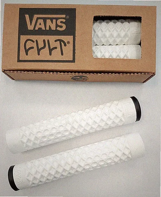 Cult X Vans Flangeless BMX Bike / Scooter 150mm Grips Waffle Pattern - WHITE