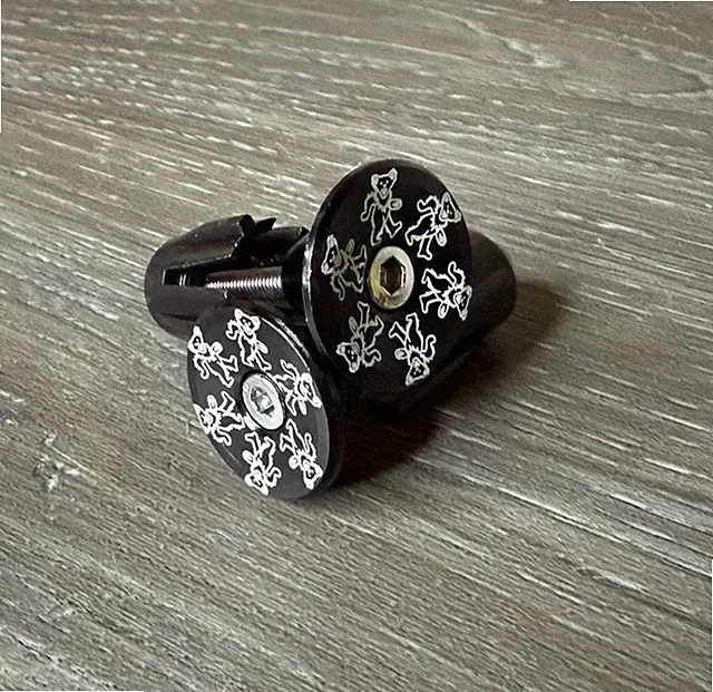 Dancing Bear Repop Bicycle Bike Handlebar Bar End Plugs Black Grateful Dead