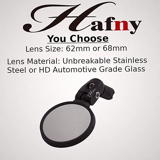 Hafny HF Bike Bar End Rear View Mirror MTB or Road Stainless Steel/ Glass MR083