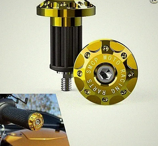 Motorcycle Bar End Plug, 7/8'' Handlebar Grip End Caps, Aluminum A Color: Gold