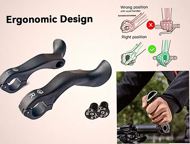 MTB Inner Bar Ends Ergonomic Handlebar Ends 145mm for Mountain Bike