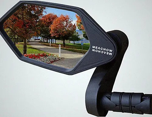 New Bar End Bike Mirror, Crystal UHD Automotive Grade Glass Blue Left Side
