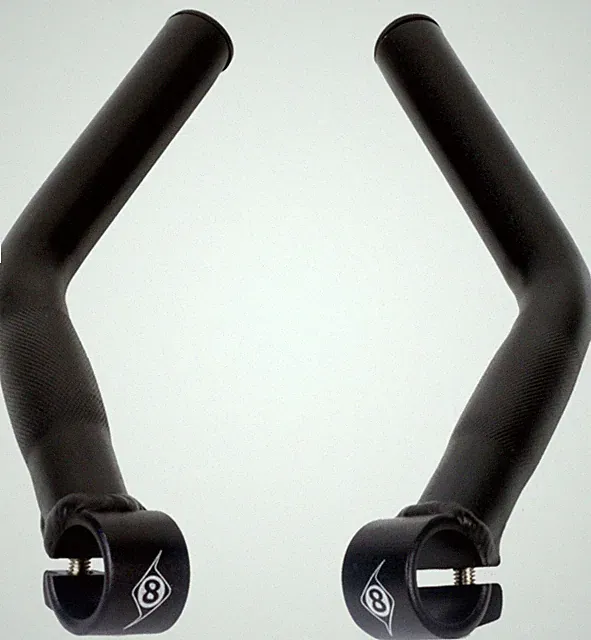 Origin-8 Comp Lite Alloy Bar End Set Long L-Bend Black Mountain Commuter Bike