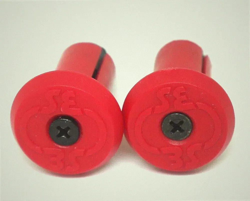 SE Bikes BMX Bicycle Lock-On Handlebar Bar End Plugs Pair (2 piece) Red