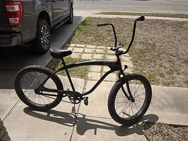 SIKK UFO SINGLE SPEED FAT TIRE BEACH CRUISER BICYCLE BLACK FRAME BLACK WHEELS