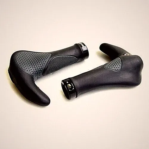 VELO MTB City Road Bike Handlebar Bar End Grips - Black/Grey - 138mm