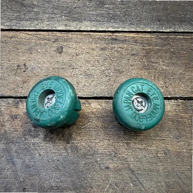 Vintage CatEye Model 800 Green Handlebar Bar End Plugs Pair Japan MTB Road Bike