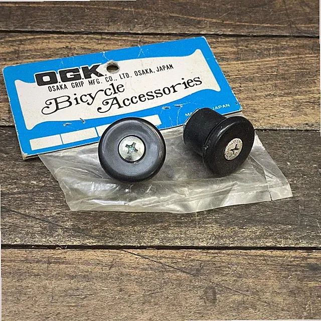 Vintage OGK Handlebar Bar End Plugs Black NOS Pair Japan 18mm Bike 70s 80s